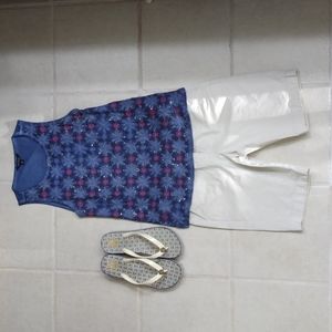 LUCKY BRAND BLUE EMBELLISHED TANK TOP - EUC